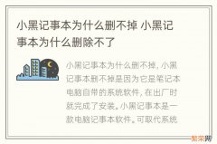 小黑记事本为什么删不掉 小黑记事本为什么删除不了