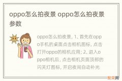 oppo怎么拍夜景 oppo怎么拍夜景参数