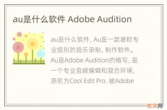 au是什么软件 Adobe Audition