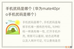 华为mate40pro手机扰码是哪个 手机扰码是哪个