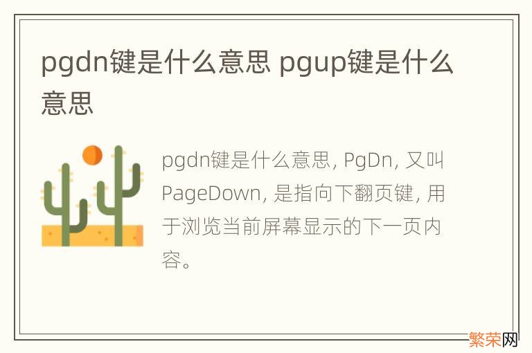 pgdn键是什么意思 pgup键是什么意思