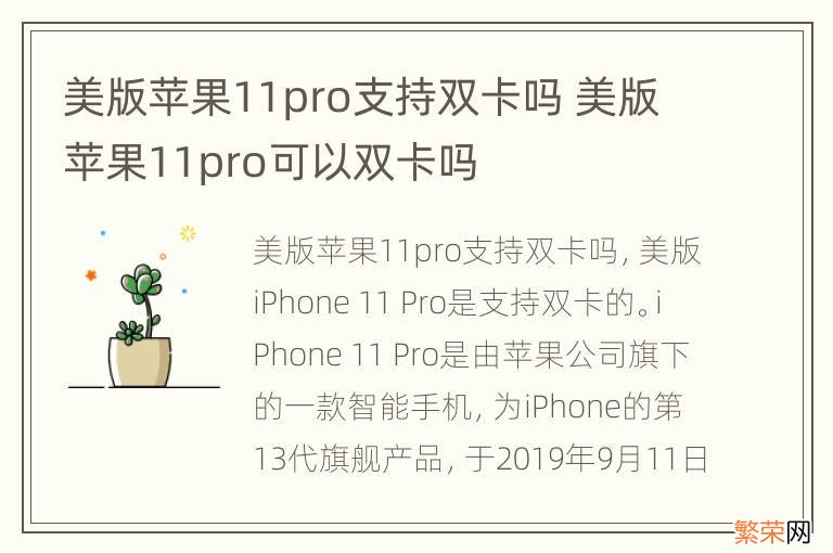 美版苹果11pro支持双卡吗 美版苹果11pro可以双卡吗