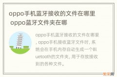 oppo手机蓝牙接收的文件在哪里 oppo蓝牙文件夹在哪