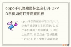 oppo手机隐藏图标怎么打开 OPPO手机如何打开隐藏图标