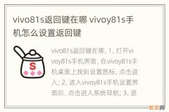 vivo81s返回键在哪 vivoy81s手机怎么设置返回键