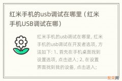 红米手机USB调试在哪 红米手机的usb调试在哪里