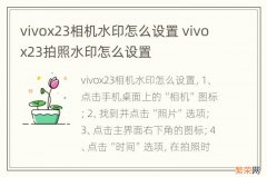 vivox23相机水印怎么设置 vivox23拍照水印怎么设置