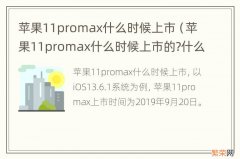 苹果11promax什么时候上市的?什么时候停产的? 苹果11promax什么时候上市