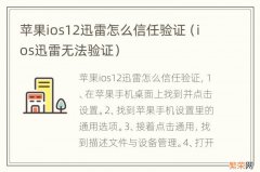 ios迅雷无法验证 苹果ios12迅雷怎么信任验证