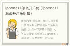 iphone11怎么开广角照相 iphone11怎么开广角
