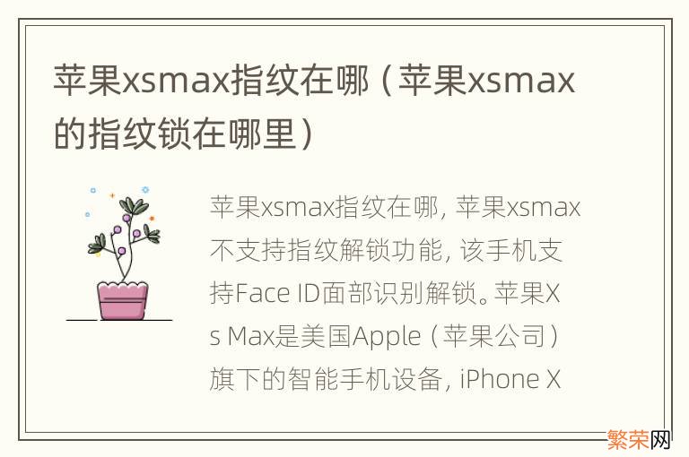 苹果xsmax的指纹锁在哪里 苹果xsmax指纹在哪