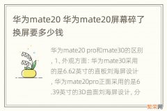 华为mate20 华为mate20屏幕碎了换屏要多少钱