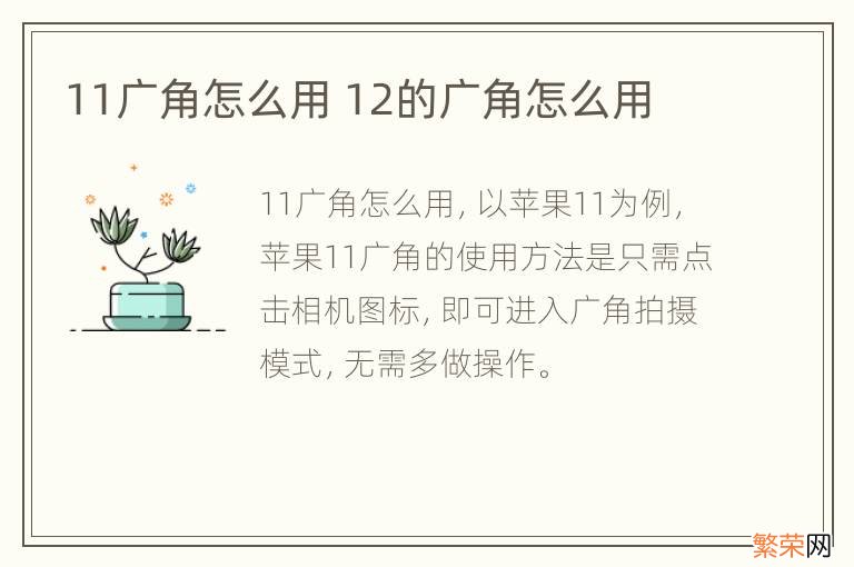 11广角怎么用 12的广角怎么用