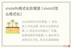 vivos9怎么格式化 vivox9s格式化在哪里