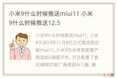 小米9什么时候推送miui11 小米9什么时候推送12.5