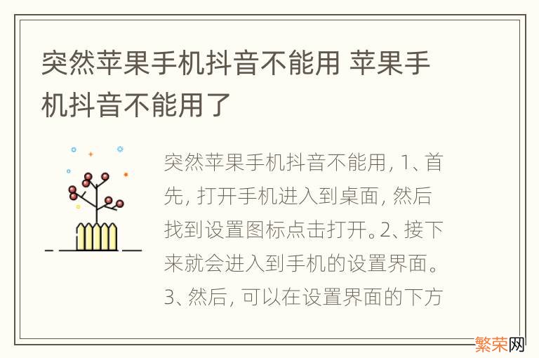 突然苹果手机抖音不能用 苹果手机抖音不能用了