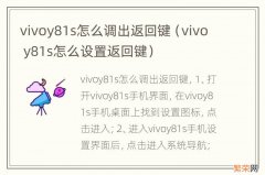 vivo y81s怎么设置返回键 vivoy81s怎么调出返回键