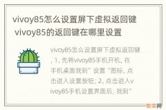 vivoy85怎么设置屏下虚拟返回键 vivoy85的返回键在哪里设置