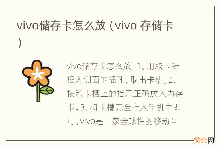 vivo 存储卡 vivo储存卡怎么放