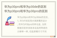 华为p30pro和华为p30de的区别 华为p30pro和华为p30pro的区别