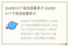 ipadpro11电池容量多大 ipadpro11寸电池容量多大