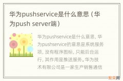 华为push server端 华为pushservice是什么意思