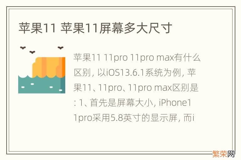 苹果11 苹果11屏幕多大尺寸