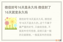 微信封号16天是永久吗 微信封了16天就变永久吗