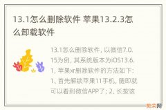 13.1怎么删除软件 苹果13.2.3怎么卸载软件