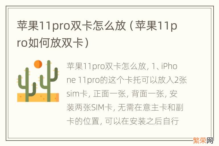 苹果11pro如何放双卡 苹果11pro双卡怎么放