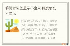 群发时标签显示不出来 群发怎么不显示