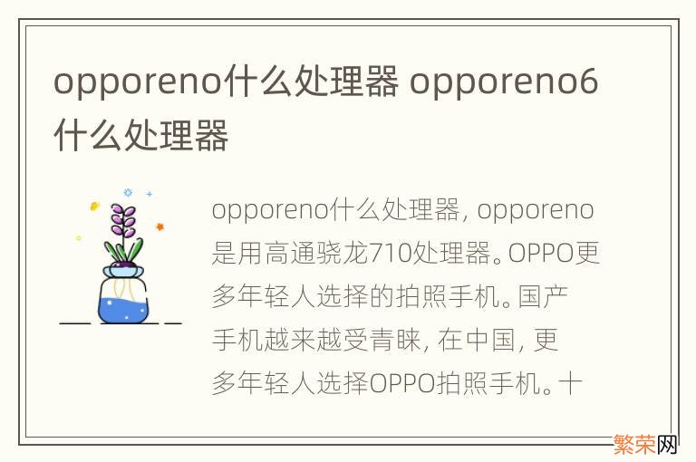 opporeno什么处理器 opporeno6什么处理器