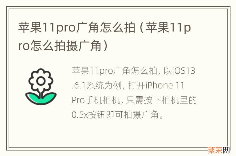 苹果11pro怎么拍摄广角 苹果11pro广角怎么拍