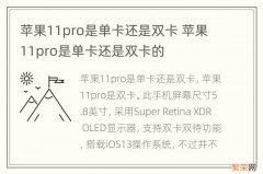 苹果11pro是单卡还是双卡 苹果11pro是单卡还是双卡的