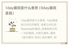 0day漏洞是指 1day漏洞是什么意思