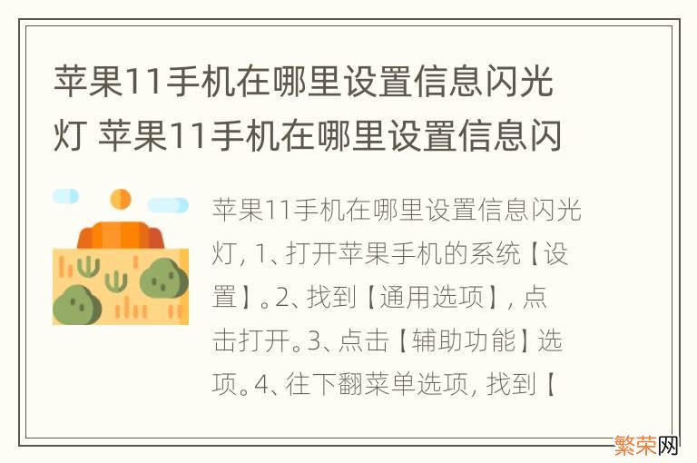 苹果11手机在哪里设置信息闪光灯 苹果11手机在哪里设置信息闪光灯提醒