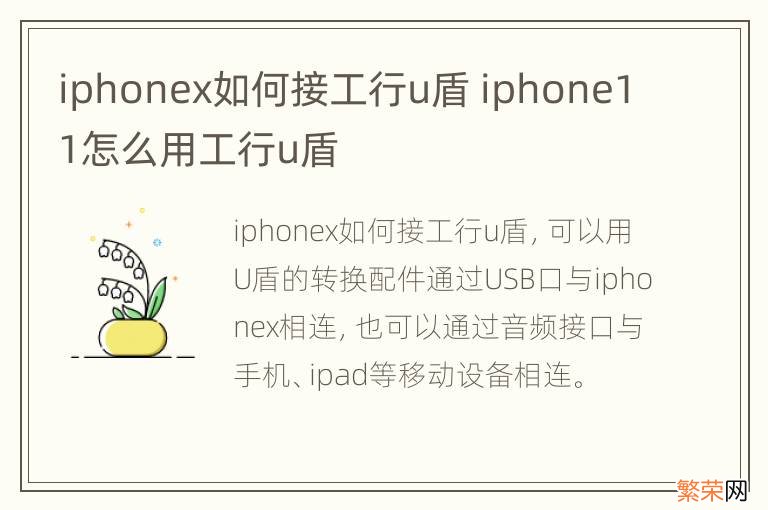 iphonex如何接工行u盾 iphone11怎么用工行u盾