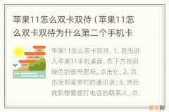 苹果11怎么双卡双待为什么第二个手机卡显示无服务 苹果11怎么双卡双待