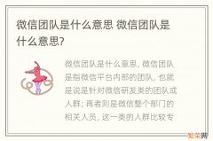 微信团队是什么意思 微信团队是什么意思?