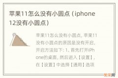 iphone12没有小圆点 苹果11怎么没有小圆点