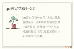 qq养火花有什么用