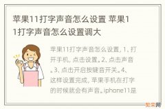 苹果11打字声音怎么设置 苹果11打字声音怎么设置调大