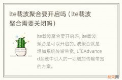 lte载波聚合需要关闭吗 lte载波聚合要开启吗