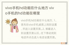 vivo手机hd功能在什么地方 vivo手机的hd功能在哪里