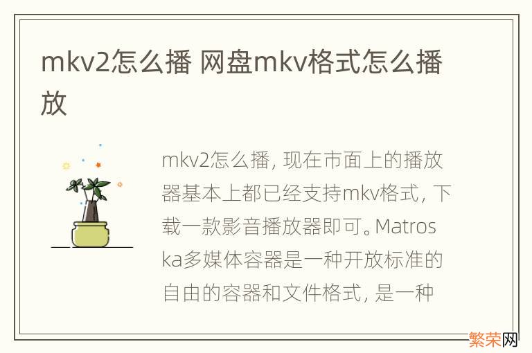 mkv2怎么播 网盘mkv格式怎么播放