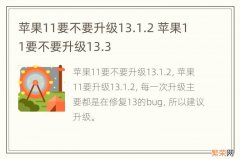 苹果11要不要升级13.1.2 苹果11要不要升级13.3