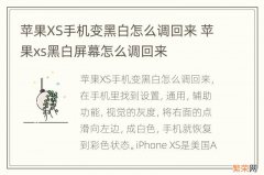 苹果XS手机变黑白怎么调回来 苹果xs黑白屏幕怎么调回来