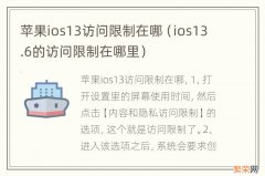 ios13.6的访问限制在哪里 苹果ios13访问限制在哪