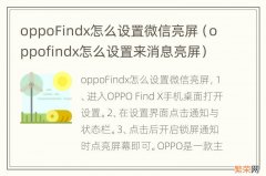 oppofindx怎么设置来消息亮屏 oppoFindx怎么设置微信亮屏