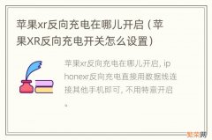 苹果XR反向充电开关怎么设置 苹果xr反向充电在哪儿开启